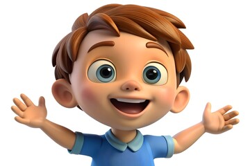 Obraz premium Smiling Cartoon Boy with Open Arms
