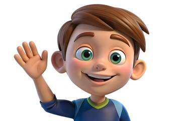 Obraz premium Smiling Cartoon Boy Waving Hello