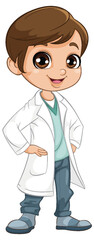 Cartoon Doctor in Lab Coat