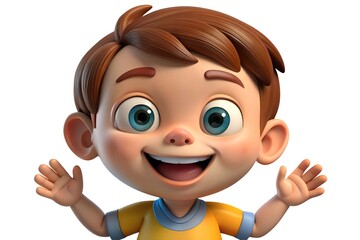 Obraz premium 3D Cartoon Boy Smiling and Waving