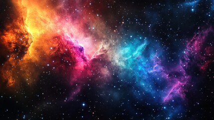 Naklejka premium Cosmic Serenity: Colorful Gas Clouds in Deep Space with Copy Space