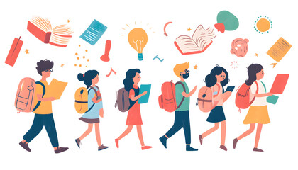 Fototapeta premium Welcome to the new school year and the children returning to school