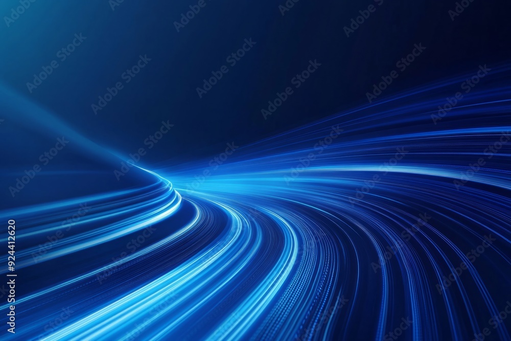Poster abstract blue background with speed lines and light effects.