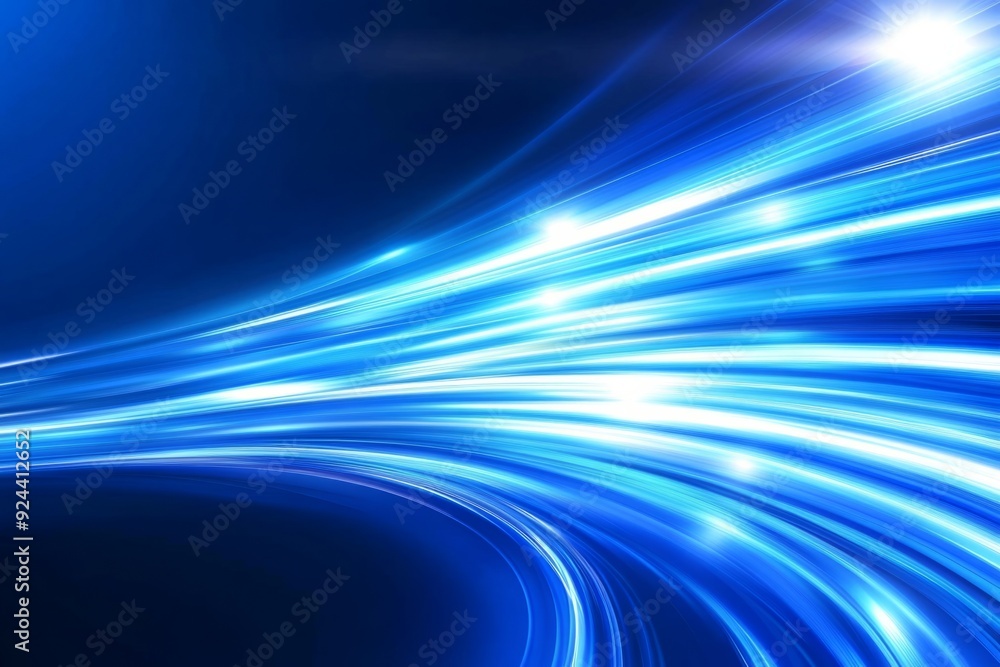 Poster abstract blue background with speed lines and light effects.
