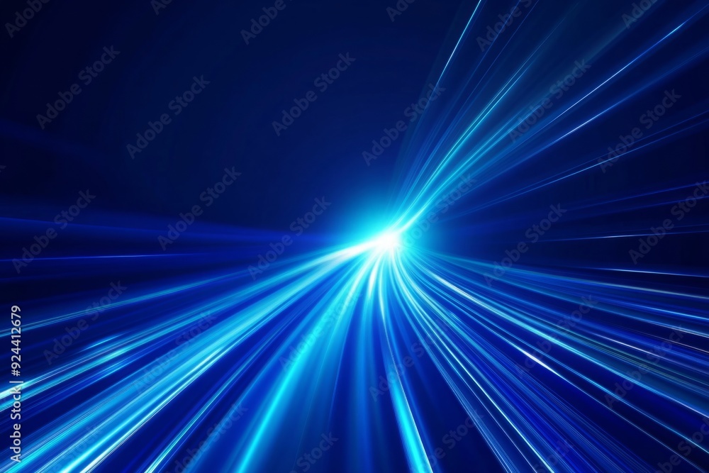 Poster abstract blue background with speed lines and light effects.