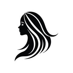 Elegant female beauty care black logo icon isolated on white background