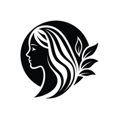 Elegant female beauty care black logo icon isolated on white background
