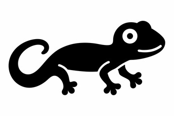 Create silhouette black and white Gecko art vector