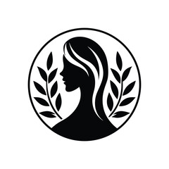 Elegant female beauty care black logo icon isolated on white background