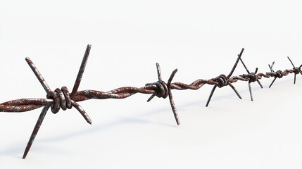 barbed wire element in isolated white background