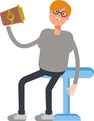 Male Character Drinking Coffee
