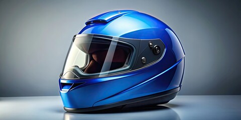 Fototapeta premium Blue motorcyclist helmet with modern design, rendering