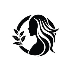 Elegant female beauty care black logo icon isolated on white background