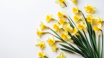 Fototapeta premium yellow daffodils isolated on white