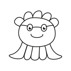 The icon of the children's character octopus for books, coloring, games, clothes, advertising