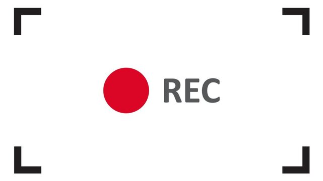 Recording sign, REC frame icon animation, recording icon button.