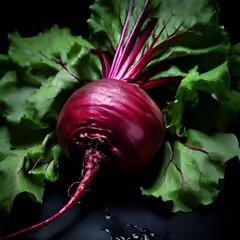 beetroot isolated on black background