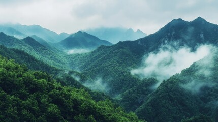Obraz premium Majestic Mountain Peaks under Clear Blue Sky - Scenic Beauty of Natureâ€™s Peaks and Valleys
