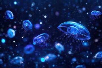 Plankton float in a sea of stars, symbolizing their cosmic role in the carbon cycle.