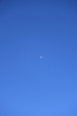 Moon in blue sky in early morning