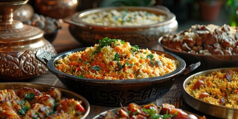 Obraz premium Assorted Pilaf Dishes on the Table