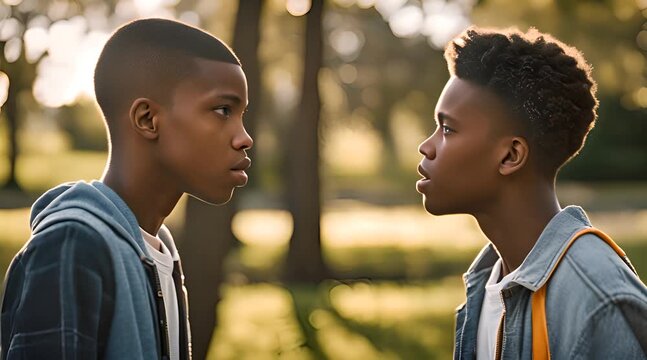 Bullying and Harassment. Teen Boys Engaged in Argument