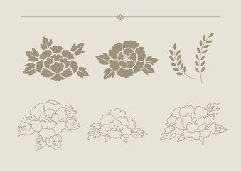 Vector illustration of Korean traditional flower patterns.