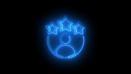 User Profile with Star Rating in Blue Neon – Perfect for Digital Platforms, Customer Feedback, and Reputation Features
