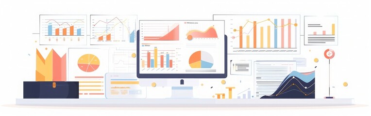 Fototapeta premium Data Analysis and Business Intelligence Charts and Graphs