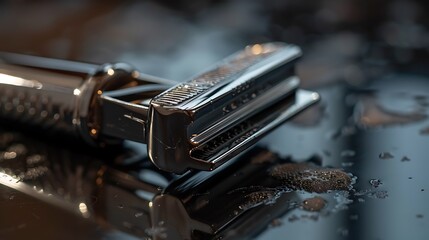 An old fashioned razor at detail