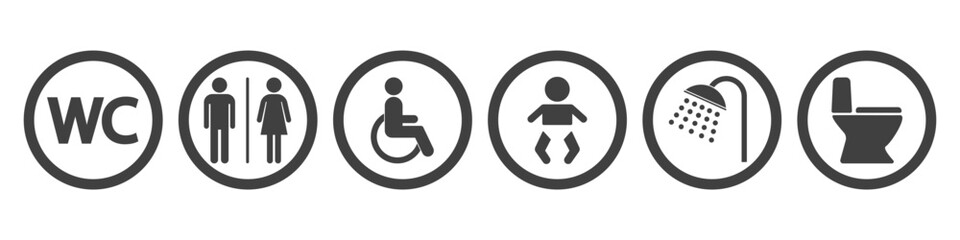WC icon set on white background