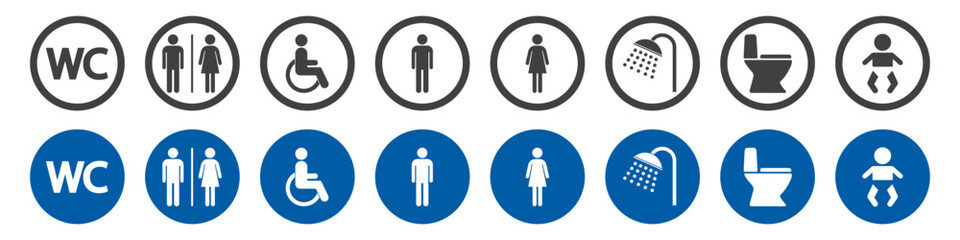 WC icon set on white background