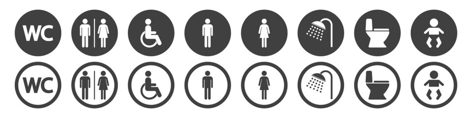 WC icon set on white background