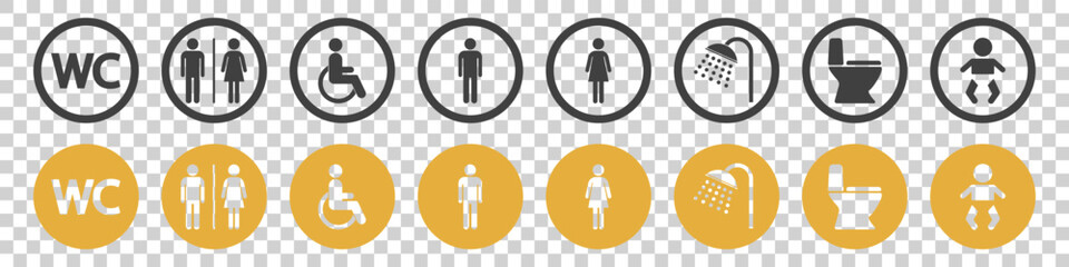 WC icon set on white background