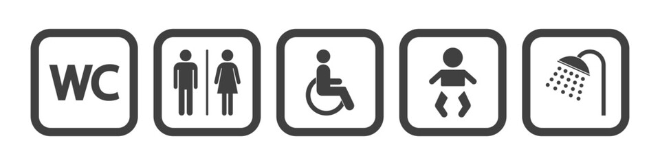 WC icon set on white background