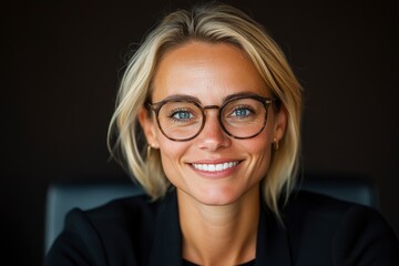 Fototapeta premium Smiling Businesswoman At Work In The Office, Confident And Engaged