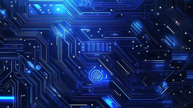 Blue Circuit Board, Electronic Circuit Board, Circuit Board Background. Abstract futuristic circuit board. High computer technology blue color background. Hi-tech digital technology concept.