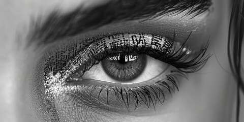 Obraz premium Outdoor photo of a sophisticated and elegant photography class capturing sober chic vibes The lengthy lashes form a unique pattern reminiscent of open book pages adding a touch of realism Th