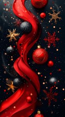 Dynamic Swirling Holiday Banner with Bold Black Friday Sale Text