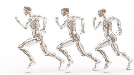 3D rendering of anatomical shapes with different transparent skeletons projected separately.
