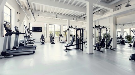 Modern Gym Interior with Fitness Equipment