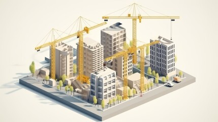 Obraz premium A cityscape with a lot of cranes and buildings