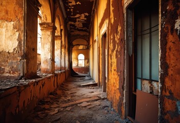 Fototapeta premium intricately textured layers showcasing urban decay weathered crumbling forgotten structures captivating city landscape, abandoned, aesthetic, art, background