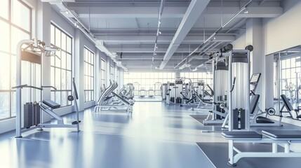 Modern Gym Interior with Fitness Equipment