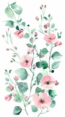 Vintage watercolor decoration wedding card flowers illustration poster background