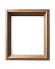 A clean and minimalistic wooden picture frame with thin decorative borders isolated in transparent background.