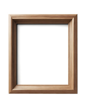A clean and minimalistic wooden picture frame with thin decorative borders isolated in transparent background.