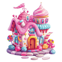 Cartoon Kawaii Fantasy candy house vector