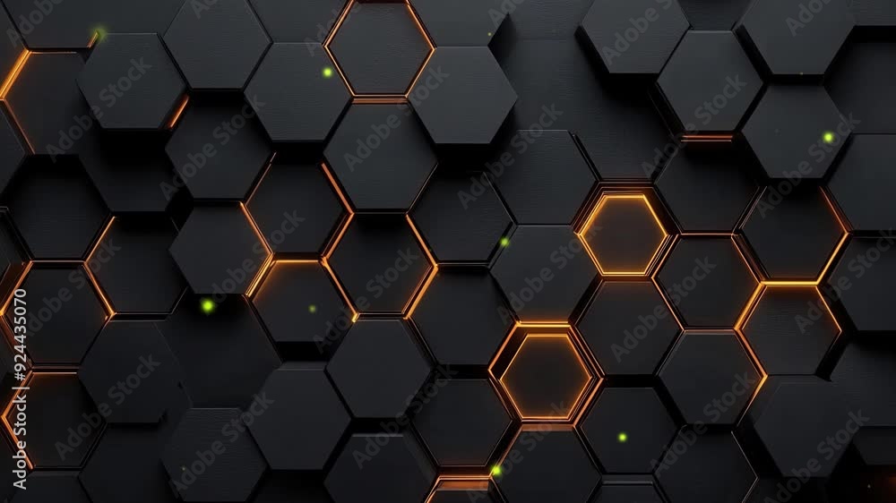 Wall mural modern technology, science or business concept. abstract black background with hexagon pattern. geom