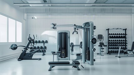 Fototapeta premium Modern Gym Interior with Weight Training Equipment